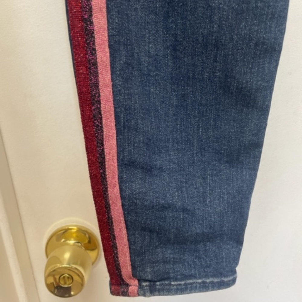 MOTHER High Waisted Looker Jeans Here Kitty Kitty Glitter Racer - Picture 10 of 13
